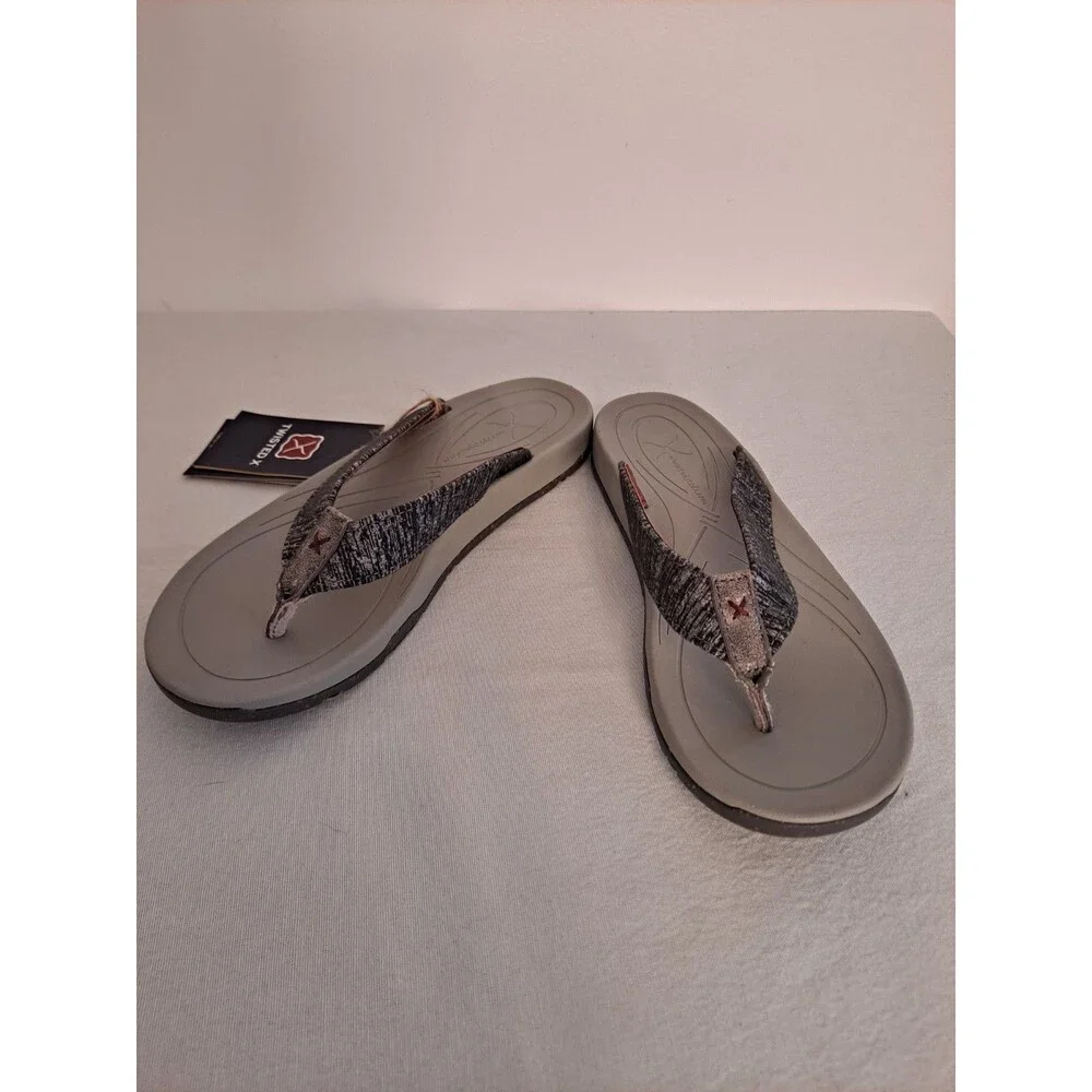 Twisted X Womens Flip Flops Size 9M WSD0037 Grey Merino Wool Odor Resistant
